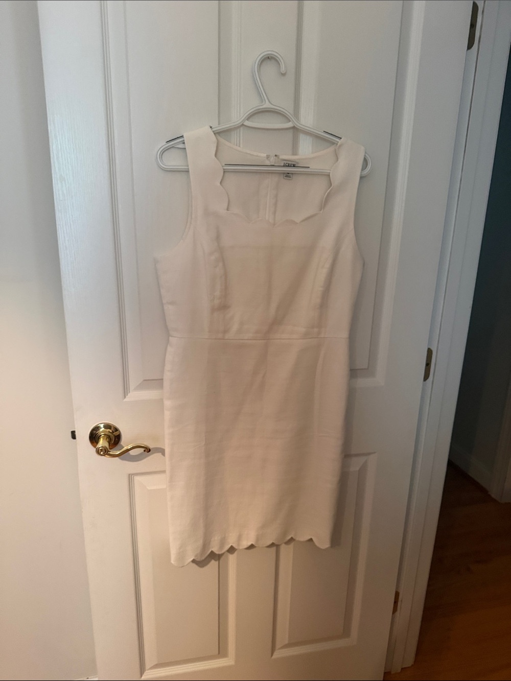 J. Crew Cream Scallop-Trim Sheath Dress
